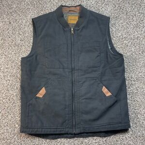 Venado Men's‎ Large Concealed Carry Vest Black Canvas Workwear Full Zip Utility